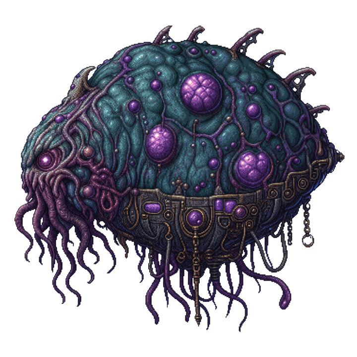 An original balloon-tank enemy sprite for a 2D defense game.
