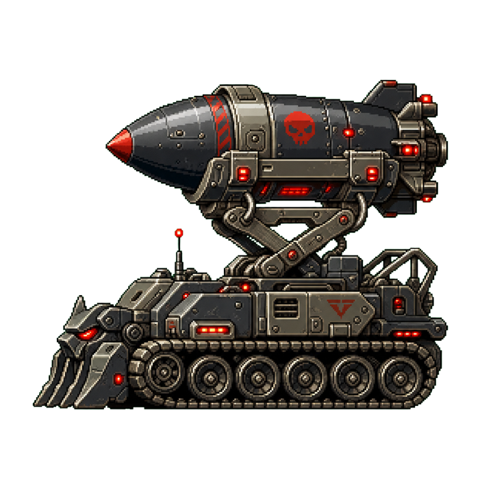 An original bomb-cart enemy sprite for a 2D defense game, ready for GameMaker.